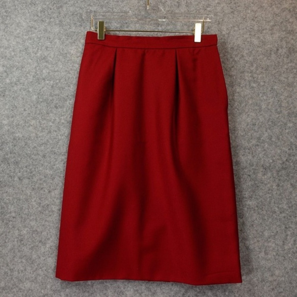 Yves‎ Saint Laurent YSL Wool Skirt Women 36 S Red Bold Career Academia JAPAN